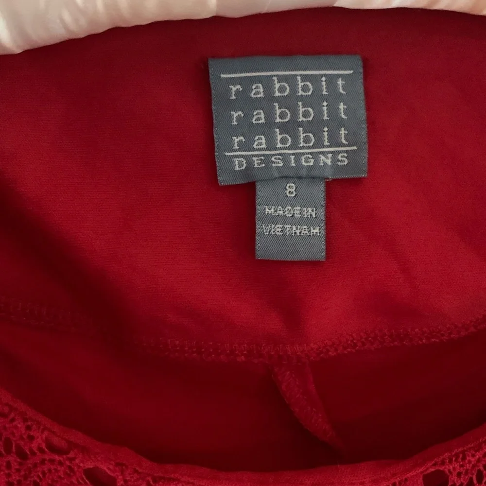 Rabbit Rabbit Rabbit Red 3/4 Sleeve Dress - Picture 4 of 4